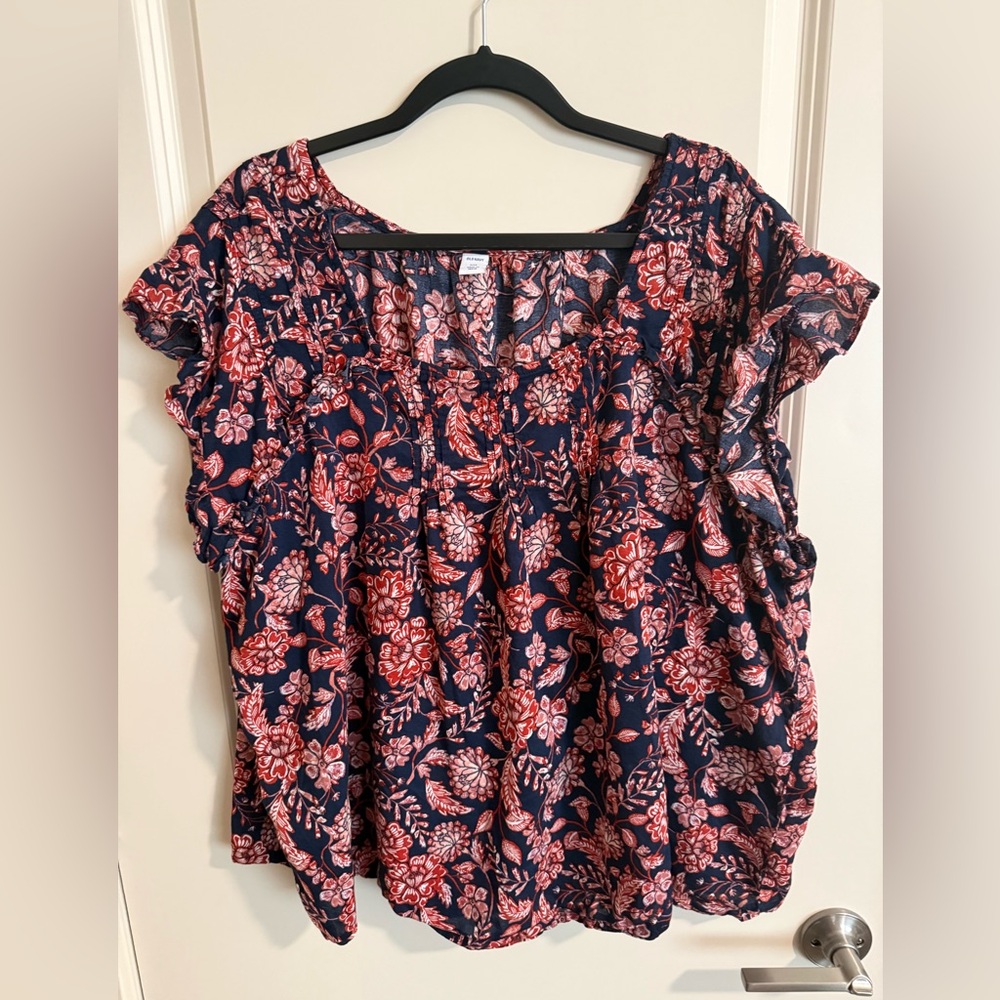 Square Neck Flutter Sleeve Swing Blouse